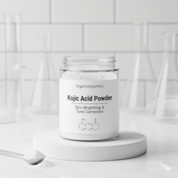 Kojic Acid Powder for skin brightening, reducing dark spots, and evening out skin tone – ideal for hyperpigmentation and anti-aging skincare formulations.