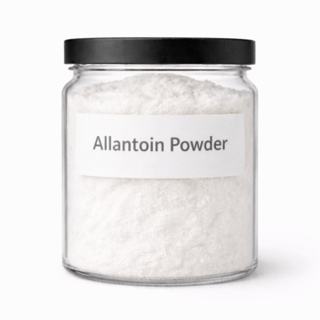 “Allantoin Powder by Organicsbyjumira — bright white fine soothing micro-crystalline powder for calming and skin-repair cosmetic formulations.”