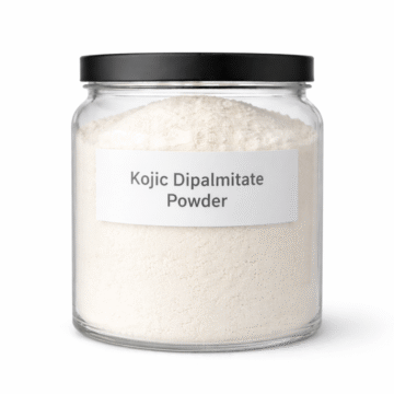 “Kojic Dipalmitate Powder by Organicsbyjumira — creamy-white fine brightening powder with a smooth, silky texture for cosmetic formulations.”