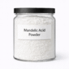 “Mandelic Acid Powder by Organicsbyjumira — white fine-to-medium crystalline AHA exfoliant powder with clear crystal granules for skincare formulations.”