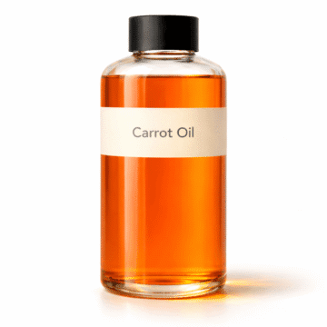 “Carrot Oil by Organicsbyjumira — clear vibrant orange cosmetic-grade oil in an amber bottle.”