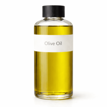 “Olive Oil by Organicsbyjumira — clear golden-green cosmetic-grade carrier oil in an amber bottle.”