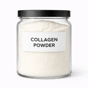 “Collagen Powder by Organicsbyjumira — off-white fine hydrolyzed protein powder with soft, slightly fluffy cosmetic-grade texture.”