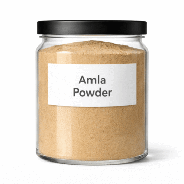 “Amla Powder by Organicsbyjumira — fine greenish-brown herbal botanical powder with natural soft granularity for hair and skincare formulations.”