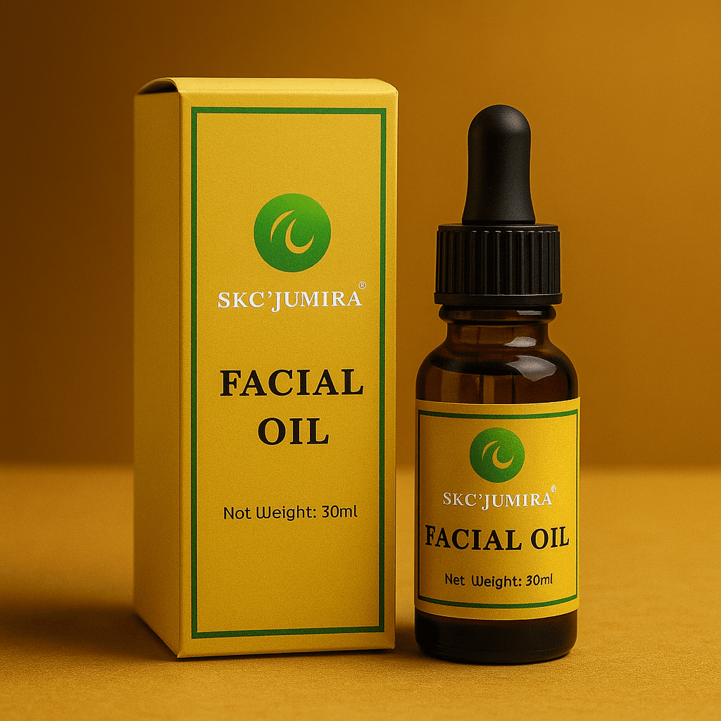 Glass bottle of body facial with natural ingredients