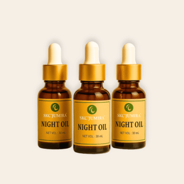 SKC’Jumira Night Oil bottle – luxurious retinol and astaxanthin night face oil for skin renewal and radiance