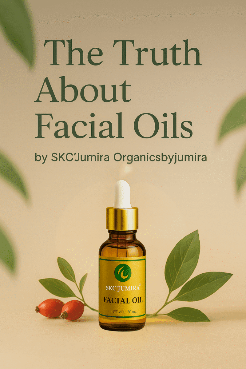 Facial oil bottle on beige background with natural glow lighting