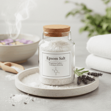 Organicsbyjumira cosmetic-grade Epsom Salt for soothing and clarifying skincare products.