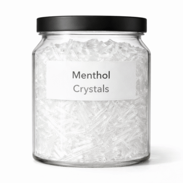 “Menthol Crystals by Organicsbyjumira — clear cooling cosmetic-grade crystals with natural mint aroma for skincare and aromatherapy formulations.”