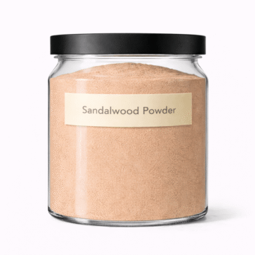 “Sandalwood Powder by Organicsbyjumira — fine light-beige aromatic botanical powder used for natural skincare, masks, and soothing formulations.”