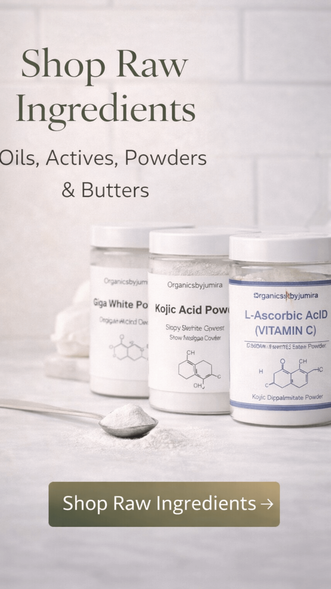 Raw skincare ingredients mobile banner Organicsbyjumira