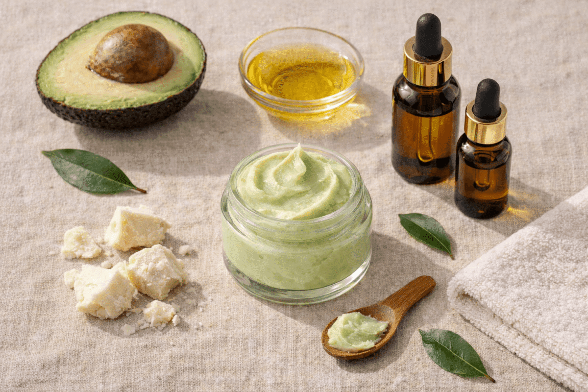 Avocado butter skincare formulation ingredients Nigeria — carrier oils and natural butters for cosmetic formulation