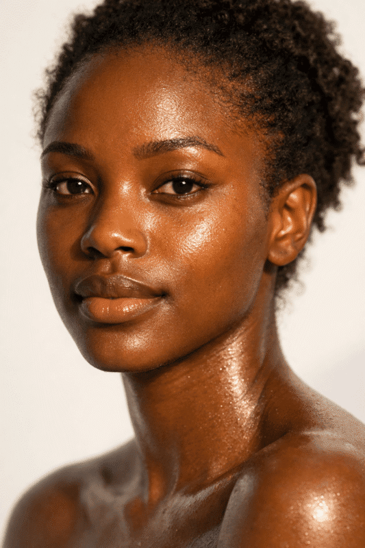 Nigerian woman with clear glowing even-toned melanin skin – OrganicsbyJumira