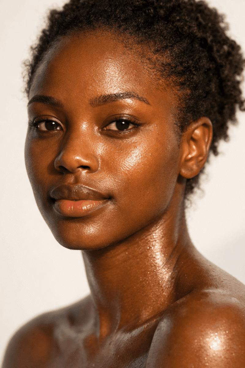 Nigerian woman with clear glowing even-toned melanin skin – OrganicsbyJumira