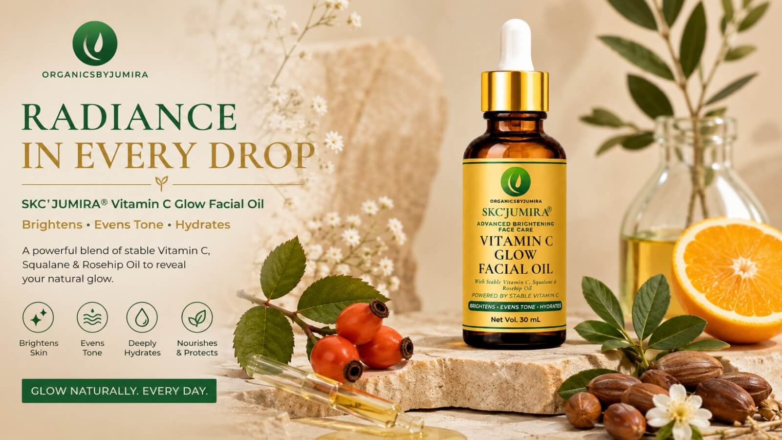 SKC'JUMIRA® Vitamin C Face Oil for healthy-looking glowing skin in Nigeria