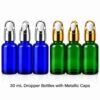 30ml blue and green dropper bottle with silver-tone and gold cap 6 pcs
