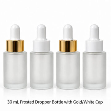 30ml frosted dropper bottles with gold and white caps 6 pcs
