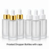 50ml frosted dropper bottles with white and gold caps 6 pcs