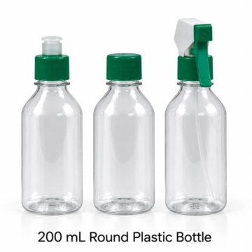 200 mL round clear plastic bottles 12 pcs with lotion pump screw cap and trigger spray pump