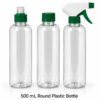 500 mL clear round plastic bottles with lotion pump screw cap and trigger spray
