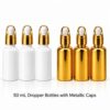 50ml white and gold dropper bottles with gold-tone caps 6 pcs