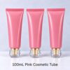 100 mL pink cosmetic tubes with gold-tone fittings and clear faceted bases, pack of 12