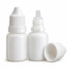 10 mL white dropper bottles with pointed tips and matching white caps, pack of 12