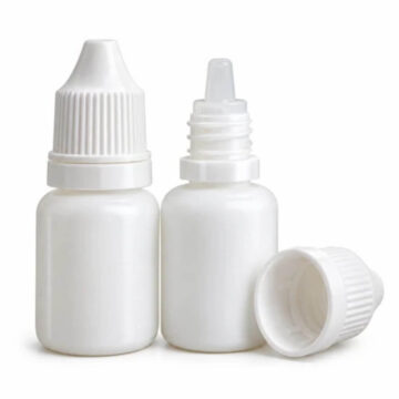 10 mL white dropper bottles with pointed tips and matching white caps, pack of 12