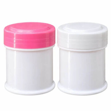 30 g white cosmetic jars with pink and white screw-on lids, pack of 12