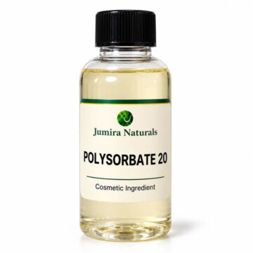 Polysorbate 20 cosmetic solubilizer in a clear bottle