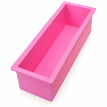 Rectangular soap loaf mould shown in pink; colour may vary
