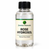 Jumira Naturals Rose Hydrosol natural floral water in a clear bottle