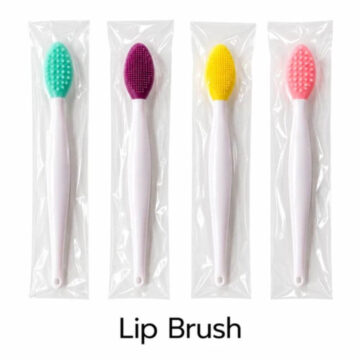Colourful silicone-style lip brushes with white handles, pack of 12